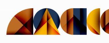 Çemberler ve üçgenlerin kesiştiği soyut geometrik desen. Yüksek kontrastlı kompozisyon derinlik yaratır ve dinamik, modern estetik