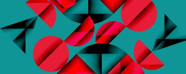 Minimum geometrik soyut arkaplan. Çember kare ve üçgen tasarımı