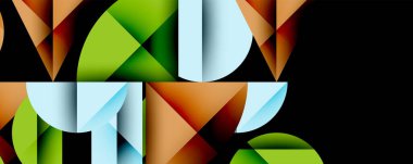 Minimum geometrik soyut arkaplan. Çember kare ve üçgen tasarımı