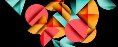 Minimum geometrik soyut arkaplan. Çember kare ve üçgen tasarımı