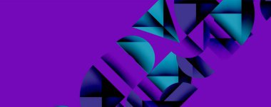 Çemberler ve üçgenlerin kesiştiği soyut geometrik desen. Yüksek kontrastlı kompozisyon derinlik yaratır ve dinamik, modern estetik