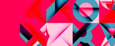 Minimum geometrik soyut arkaplan. Çember kare ve üçgen tasarımı