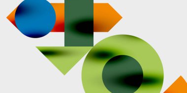 Dinamik geometrik bir kompozisyonda daireler, çizgiler ve üçgenler içeren modern soyut bir arkaplan. Tarz, teknoloji veya yaratıcı temalı tasarımlar için mükemmel.