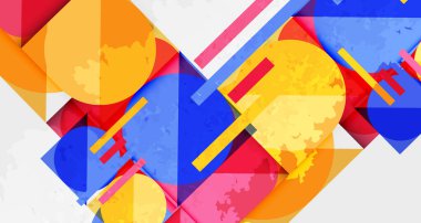 Çemberler, kareler ve çizgilerle geometrik arkaplandaki tahıllı leke dokusu. Duvar Kağıdı, Sancak, Arkaplan, Kart, Kitap İllüstrasyonu, İniş Sayfası