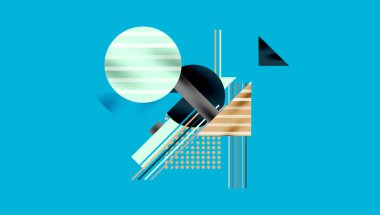 Çemberler, üçgenler, kareler, halkalar ve çizgiler gölge etkisiyle