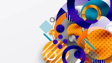 Üstüste binen Şeffaf Geometrik Şekillerle Soyut Çember Tasarımı