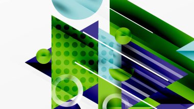 Üstüste binen Şeffaf Üçgenler ve Çemberlerle Modern Soyut Tasarım