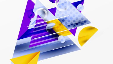 Modern geometrik arkaplan - düzgün eğimli ve yarı şeffaf üçgenler üst üste biniyor