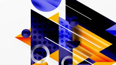 Modern geometrik arkaplan - düzgün eğimli ve yarı şeffaf üçgenler üst üste biniyor