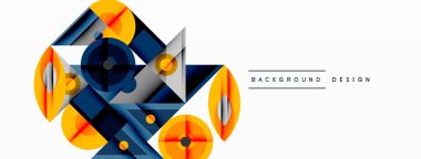 Keskin açılı dinamik geometrik bileşim, dairesel biçimler ve eğim renkleri