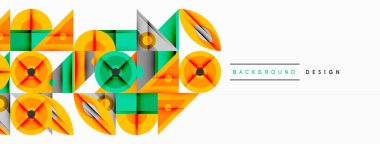 Keskin açılı dinamik geometrik bileşim, dairesel biçimler ve eğim renkleri