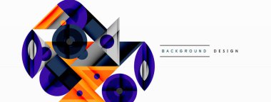 Keskin açılı dinamik geometrik bileşim, dairesel biçimler ve eğim renkleri