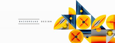 Kesişen şekiller, daireler, üçgenler ve gradyanlar ile geometrik soyut bileşim, canlı renkleri ve dinamik karşıtlıkları harmanlayarak modern, geleceksel bir görsel tasarım yaratmak için