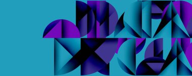 Çemberler ve üçgenlerin kesiştiği soyut geometrik desen. Yüksek kontrastlı kompozisyon derinlik yaratır ve dinamik, modern estetik