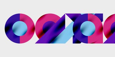 Dairelerin, yarım dairelerin ve parlak efektli ve düzgün eğimli üçgenlerin detaylı bileşimi. Yaratıcı ve teknolojiden ilham alan projeler için parlak ve modern bir vektör tasarımı