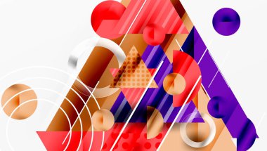 Parlak soyut arkaplan - parlak eğim tonlarıyla katmanlı üçgenler. Yarı şeffaf şekiller derinlik ve çağdaş estetik ekler