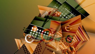 Soyut arkaplan - üst üste binen daireler, dikdörtgenler, ve yüksek eğimli üçgenler. Yarı saydam şekiller derinlik ve denge yaratır