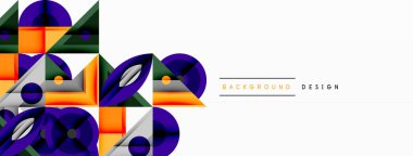 Keskin açılı dinamik geometrik bileşim, dairesel biçimler ve eğim renkleri