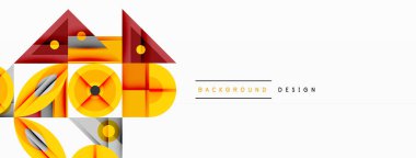 Keskin açılı dinamik geometrik bileşim, dairesel biçimler ve eğim renkleri