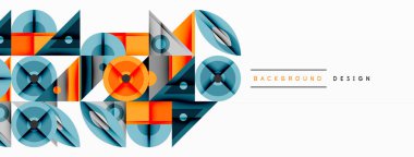 Keskin açılı dinamik geometrik bileşim, dairesel biçimler ve eğim renkleri