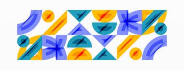 Dairesel ve yuvarlak elementlerin yer aldığı soyut geometrik arkaplan. Kalın kontrast, pürüzsüz gradyanlar, dinamik kompozisyon, fütüristik stil