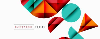 Minimum geometrik soyut arkaplan. Çember kare ve üçgen tasarımı