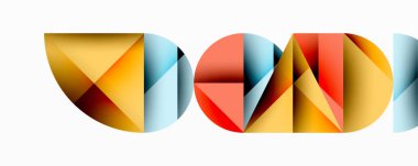 Çemberler ve üçgenlerin kesiştiği soyut geometrik desen. Yüksek kontrastlı kompozisyon derinlik yaratır ve dinamik, modern estetik