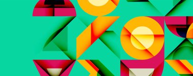 Minimum geometrik soyut arkaplan. Çember kare ve üçgen tasarımı