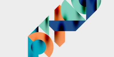 Dairelerin, yarım dairelerin ve parlak efektli ve düzgün eğimli üçgenlerin detaylı bileşimi. Yaratıcı ve teknolojiden ilham alan projeler için parlak ve modern bir vektör tasarımı