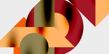 Dairelerin, yarım dairelerin ve parlak efektli ve düzgün eğimli üçgenlerin detaylı bileşimi. Yaratıcı ve teknolojiden ilham alan projeler için parlak ve modern bir vektör tasarımı