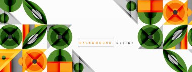 Kesişen şekiller, daireler, üçgenler ve gradyanlar ile geometrik soyut bileşim, canlı renkleri ve dinamik karşıtlıkları harmanlayarak modern, geleceksel bir görsel tasarım yaratmak için