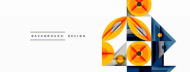 Keskin açılı dinamik geometrik bileşim, dairesel biçimler ve eğim renkleri