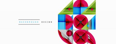 Keskin açılı dinamik geometrik bileşim, dairesel biçimler ve eğim renkleri