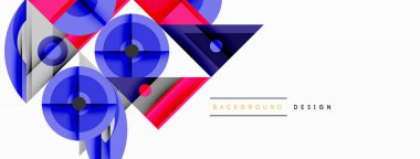 Kesişen şekiller, daireler, üçgenler ve gradyanlar ile geometrik soyut bileşim, canlı renkleri ve dinamik karşıtlıkları harmanlayarak modern, geleceksel bir görsel tasarım yaratmak için