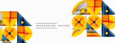 Kesişen şekiller, daireler, üçgenler ve gradyanlar ile geometrik soyut bileşim, canlı renkleri ve dinamik karşıtlıkları harmanlayarak modern, geleceksel bir görsel tasarım yaratmak için