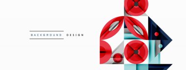 Kesişen şekiller, daireler, üçgenler ve gradyanlar ile geometrik soyut bileşim, canlı renkleri ve dinamik karşıtlıkları harmanlayarak modern, geleceksel bir görsel tasarım yaratmak için