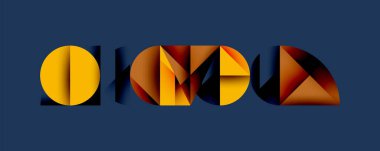 Çemberler ve üçgenlerin kesiştiği soyut geometrik desen. Yüksek kontrastlı kompozisyon derinlik yaratır ve dinamik, modern estetik