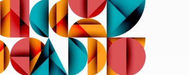 Minimum geometrik soyut arkaplan. Çember kare ve üçgen tasarımı