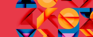 Minimum geometrik soyut arkaplan. Çember kare ve üçgen tasarımı