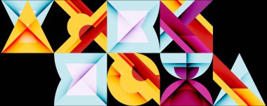 Minimum geometrik soyut arkaplan. Çember kare ve üçgen tasarımı