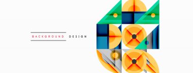 Keskin açılı dinamik geometrik bileşim, dairesel biçimler ve eğim renkleri