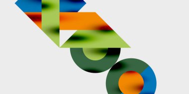 Dinamik geometrik bir kompozisyonda daireler, çizgiler ve üçgenler içeren modern soyut bir arkaplan. Tarz, teknoloji veya yaratıcı temalı tasarımlar için mükemmel.