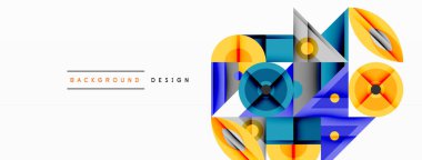 Keskin açılı dinamik geometrik bileşim, dairesel biçimler ve eğim renkleri