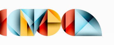 Çemberler ve üçgenlerin kesiştiği soyut geometrik desen. Yüksek kontrastlı kompozisyon derinlik yaratır ve dinamik, modern estetik