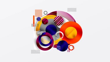 Üstüste binen Şeffaf Şekillerle Soyut Geometrik Arkaplan