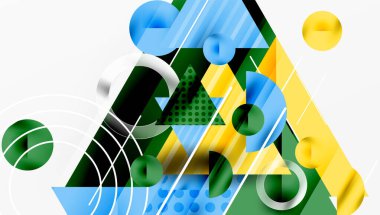 Üstüste binen Şeffaf Üçgenler ve Çemberlerle Modern Soyut Tasarım