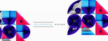 Keskin açılı dinamik geometrik bileşim, dairesel biçimler ve eğim renkleri