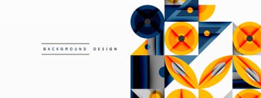 Keskin açılı dinamik geometrik bileşim, dairesel biçimler ve eğim renkleri