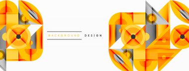 Kesişen şekiller, daireler, üçgenler ve gradyanlar ile geometrik soyut bileşim, canlı renkleri ve dinamik karşıtlıkları harmanlayarak modern, geleceksel bir görsel tasarım yaratmak için