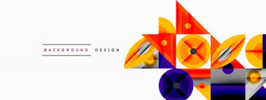 Kesişen şekiller, daireler, üçgenler ve gradyanlar ile geometrik soyut bileşim, canlı renkleri ve dinamik karşıtlıkları harmanlayarak modern, geleceksel bir görsel tasarım yaratmak için